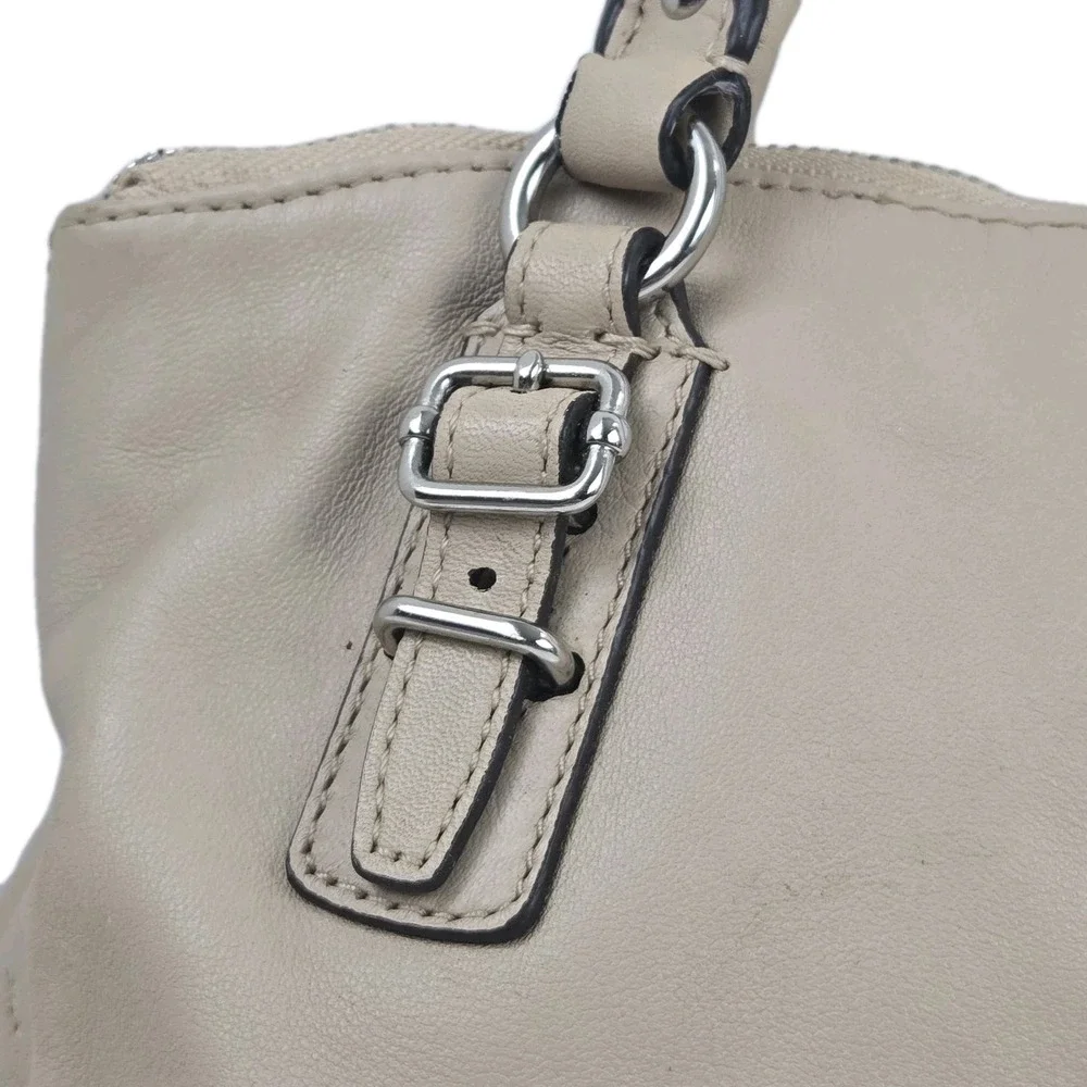 Coach Madison Mini Shoulder Bag Y2K Beige Leather Satchel Purse Buckles Vtg Y2K